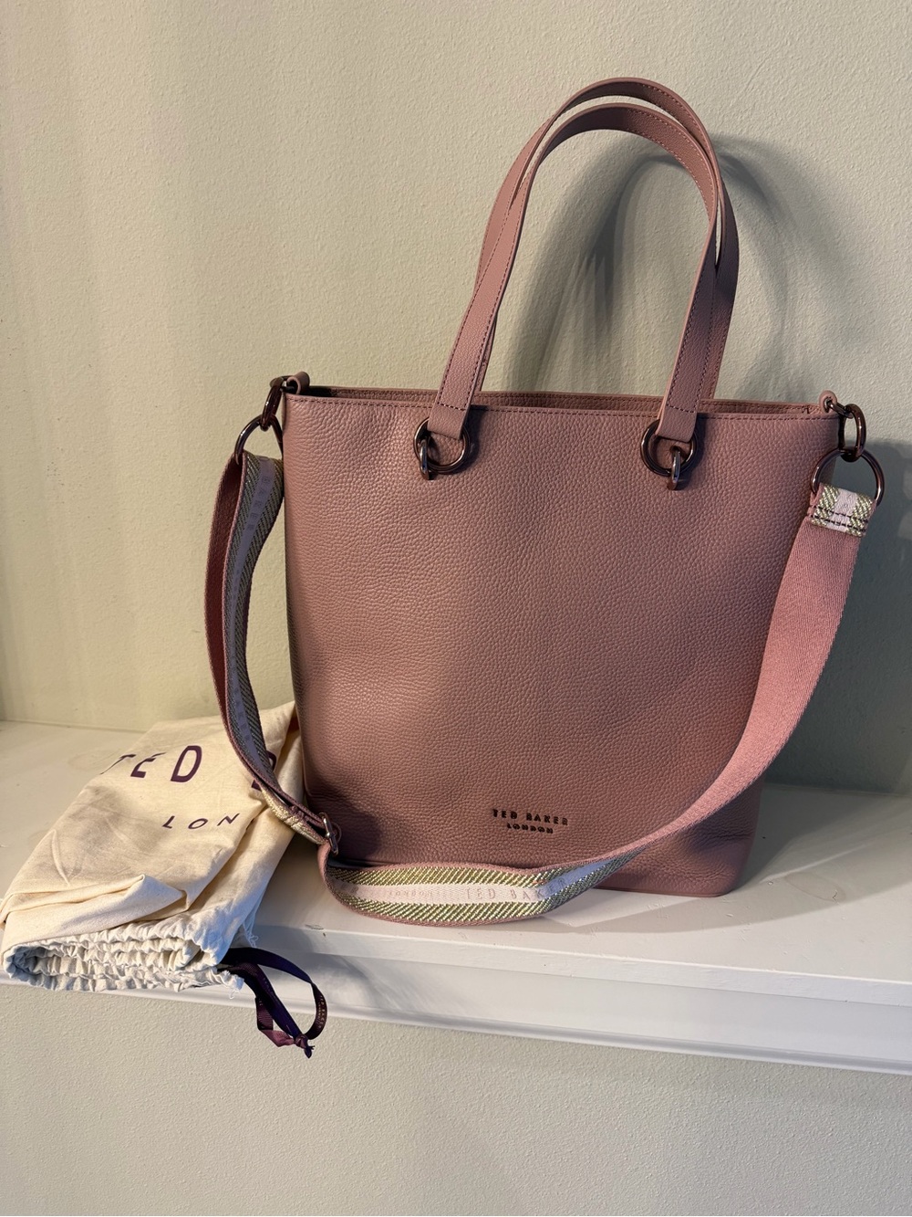 New Ted Baker Leather Shoulder Tote with Detachable Strap